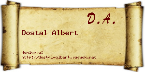 Dostal Albert névjegykártya